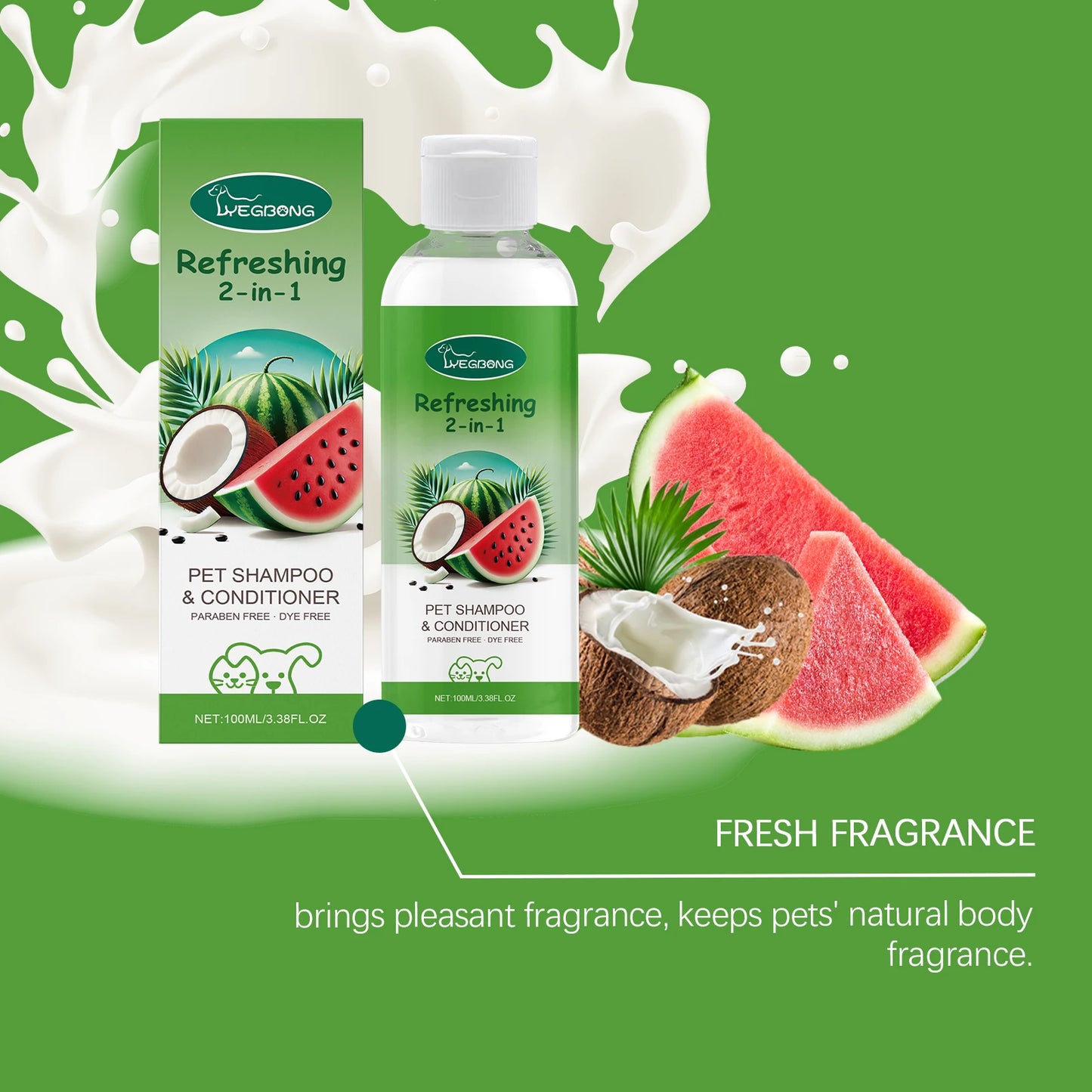 2-In-1 Pet Shampoo Conditioner Watermelon Flavor 100ml