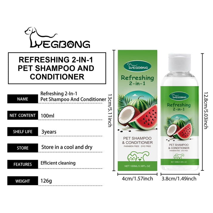 2-In-1 Pet Shampoo Conditioner Watermelon Flavor 100ml